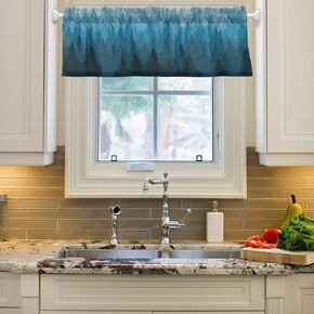 Forest Valance Curtain for Window,Foggy Forest Valance Blackout Window Treatment Valances Rod Pocket Kitchen Curtain Valances 54x18 inch