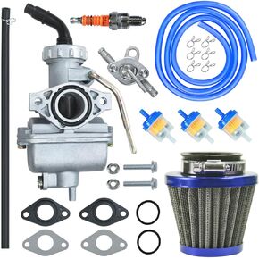 PZ20 Carburetor Carb Air filter Fuel Line Kit for 50cc-125cc Taotao ATA-110B 125D Boulder B1 T-Force Coolster Apollo kazuma Kids ATV Four Wheeler Quad XR70 XR80 CRF70 CRF80F Dirt Pit bike Blue