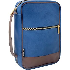 Performore Bible Cover Bag, Blue Jean Pattern with Handle, Pockets and Zipper for Standard and Large Size Study Bible Case, Ideal Also as A Book Cover, 10.2" X 2.7" X 7.5"