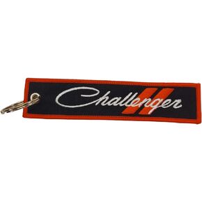 Dodge Challenger Logo embroidered Twill Keychain 5" x 1" | Challenger logo front, Classic Dodge Rhombus logo back