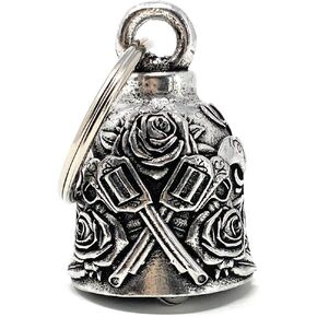 Guns and Roses Motorcycle Biker Bell Accessory or Key Chain for Luck