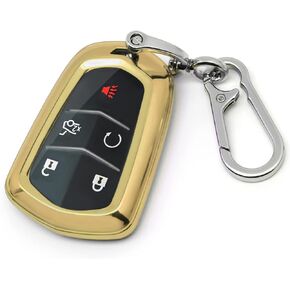 key cover key chain.Advanced soft TPU key box is compatible with Cadillac STS CTS XT5 Escalade CT6 ATS SRX key 3/4/5/6 Buttons 360 Degree full protection key(Silver Key Case + key chain set)