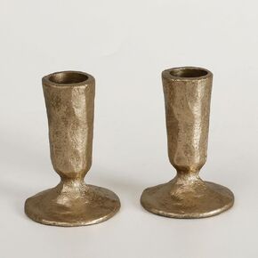 Handcrafted Antique Brass Iron Taper Candle Holders - Set of 2 Elegant Candlesticks for Weddings, Dining, and Parties, Timeless Décor Accent in Kuwait