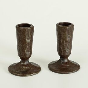Handcrafted Antique Brass Iron Taper Candle Holders - Set of 2 Elegant Candlesticks for Weddings, Dining, and Parties, Timeless Décor Accent