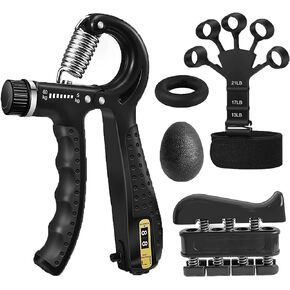 Grip Strength Trainer,Kit (5 Pack) with Finger Exerciser,Hand Grip Strengthener,Hand Squeezer Adjustable Resistance,Finger Stretcher,Forearm Workout Ring for Muscle Building and Injury Recover