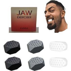جهاز تمرين الفك للرجال والنساء - 6 قطع من السيليكون القوي لتدريب الفك وتشكيل وتقوية الوجه، وأقراص تونر الفك، وعلكة مضغ خط الفك، ومزيل تقليل الذقن المزدوج، وأدوات التجميل لمدربي الرقبة in Kuwait