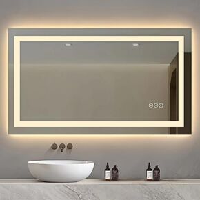 LED Bathroom Mirror with Backlit & Front Light, 40"x24" Anti-Fog, Adjustable Color & Brightness,CRI90+, IP54 Waterproof, Memory Function, Horizontal/Vertical, Touch Button, Wall Mounted