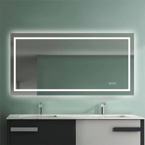 LED Bathroom Mirror with Backlit & Front Light, 48"x24" Anti-Fog, Adjustable Color & Brightness,CRI90+, IP54 Waterproof, Memory Function, Horizontal/Vertical, Touch Button, Wall Mounted