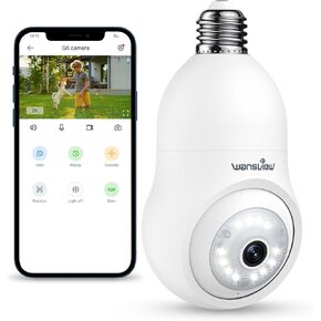 Wansview 2K Light Bulb Security Camera-5G&2.4G WiFi 360° Security Cameras Wireless Outdoor/Indoor for Home Security, Color Night Vision, 24/7 Recording, Auto Tracking, Siren Alarm, Works with Alexa