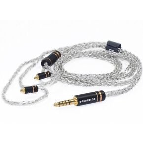 Ear-HD 【4.26ft/1.3M】 كابل ذكر متوازن 4.4 مم إلى MMCX OCC نحاسي كريستالي واحد مطلي بالفضة متوافق مع سلك استبدال سماعة الرأس Shure SE846 UE900 (MMCX، قابس متوازن 4.4 مم)