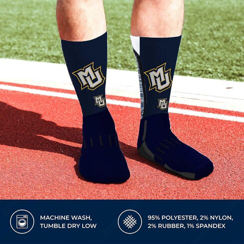 جوارب FBF NCAA للكبار والجامعة - مزيج من البوليستر - للجنسين - جوارب عالية الأداء توفر راحة فائقة (Marquette Golden Eagles - أزرق، مقاس كبير للبالغين) in Kuwait