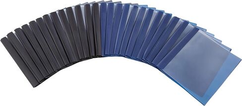 Amazon Basics Letter Size Clear Front Poly Report Cover with Metal Prong Fasteners - 25-Pack, Assorted Black and Navy in Saudi Arabia
