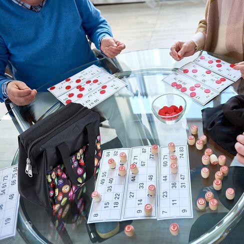 قطعتان من حقيبة بينجو داوبر باللون الأسود مع 6 جيوب، حقيبة حمل بينجو ذات سعة كبيرة مع سحاب ومقبض، حقيبة بينجو للسفر، حقيبة مكياج لهدية لمحبي لعبة بينجو in Saudi Arabia