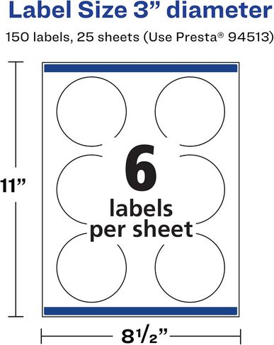 Avery Matte White Round Labels with Sure Feed, 3" Diameter, 1,500 Matte White Printable Labels in Saudi Arabia