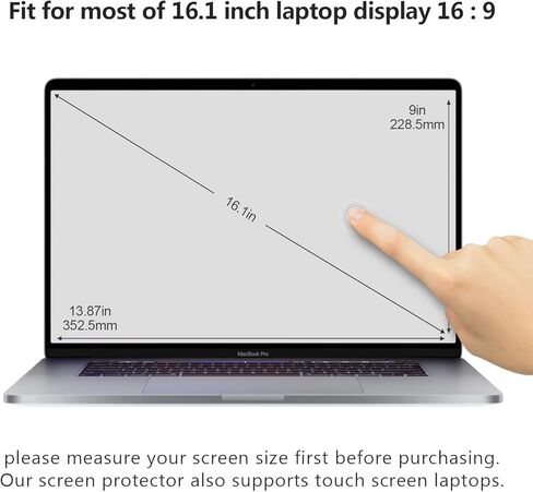 فلتر شاشة خصوصية للكمبيوتر المحمول ANTOGOO متوافق مع Macbook Pro 16، واقي شاشة كمبيوتر محمول مضاد للوهج/مضاد للخدش لجهاز Macbook Pro 16 بوصة موديل A2141 in Kuwait