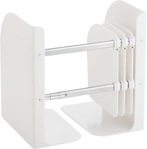 Adjustable Bookend, Heavy Duty Metal ABS Bookend, Book Organizer, Large Capacity 4 Layers, Anti-Slip Pads, for Home Office School, Ivory White in Saudi Arabia