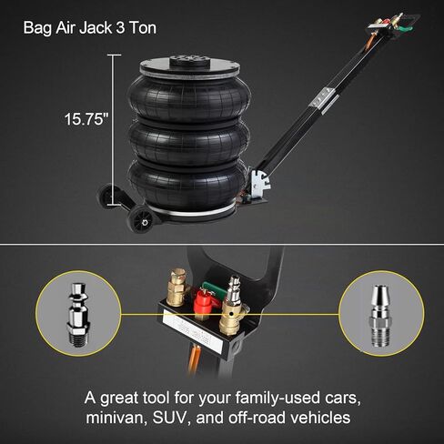 رافعة هوائية ثلاثية الأكياس 5 طن، رافعة سيارة هوائية سريعة الرفع ومقبض قابل للتعديل لإصلاح السيارة in Kuwait