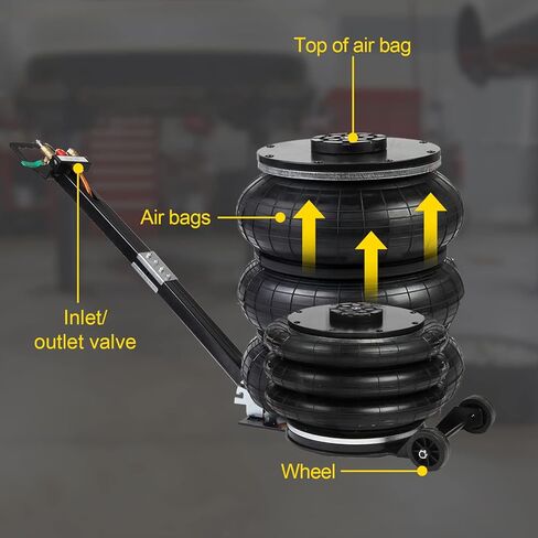 رافعة هوائية ثلاثية الأكياس 5 طن، رافعة سيارة هوائية سريعة الرفع ومقبض قابل للتعديل لإصلاح السيارة in Kuwait