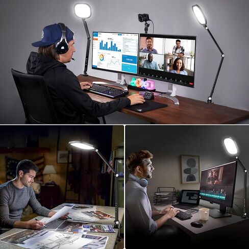LitONES Video Conference Lighting for Computer, Zoom, Video Recording,White | 15W Desk Ring Light with C- Clamp, Swing Arm, Remote, Memory & Timer CRI 97.8, Video Lighting for Webcam,Streaming, Podcast in Saudi Arabia