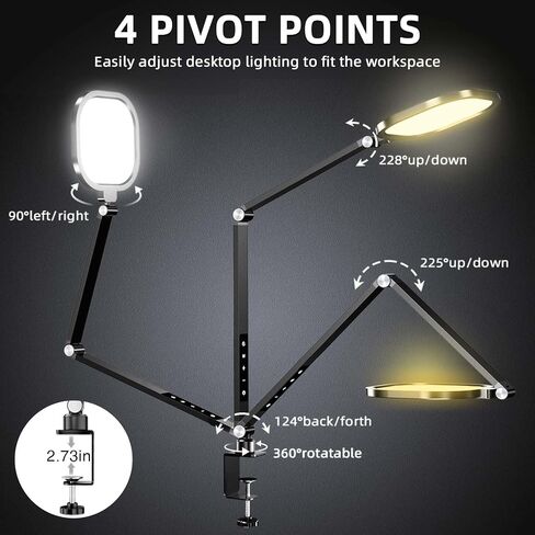 LitONES Video Conference Lighting for Computer, Zoom, Video Recording,White | 15W Desk Ring Light with C- Clamp, Swing Arm, Remote, Memory & Timer CRI 97.8, Video Lighting for Webcam,Streaming, Podcast in Saudi Arabia