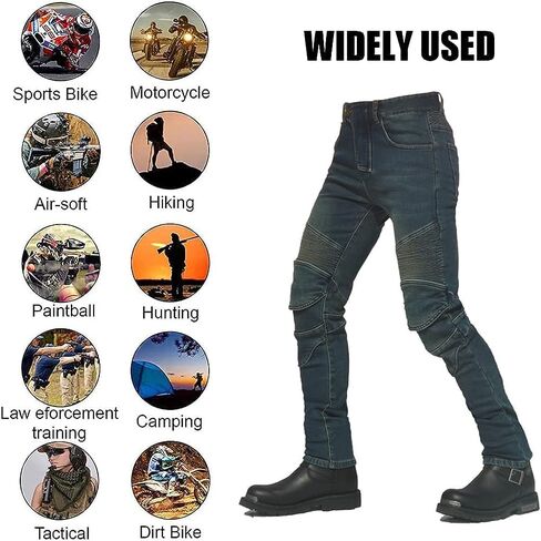 Winter Motorcycle Pants Plus Velvet Motorbike Jeans Wear Resistant with CE Knee Hip Removable Armored for Men in Kuwait