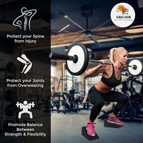 كتلة إسفين القرفصاء من G&G HUB (4 قطع) منحدر القرفصاء وشريط القرفصاء قابل للتعديل وغير قابل للانزلاق، إسفين الرفعة المميتة، نقالة العجل، لوح مائل، لوح مائل لتحسين قوة القرفصاء والرفعة الميتة in Kuwait