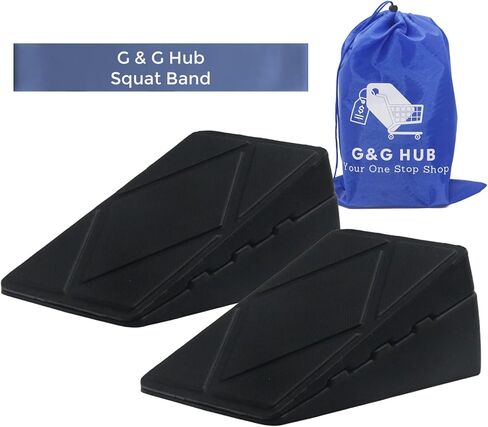 كتلة إسفين القرفصاء من G&G HUB (4 قطع) منحدر القرفصاء وشريط القرفصاء قابل للتعديل وغير قابل للانزلاق، إسفين الرفعة المميتة، نقالة العجل، لوح مائل، لوح مائل لتحسين قوة القرفصاء والرفعة الميتة in Kuwait