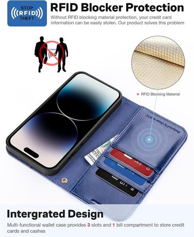 OCASE for iPhone 15 Detachable Wallet Case with Card Holder, [2 in 1] PU Leather Flip Folio Case with RFID Blocking Magnetic Stand Removable Shockproof Phone Cover for iPhone 15 6.1 Inch, Black in Kuwait