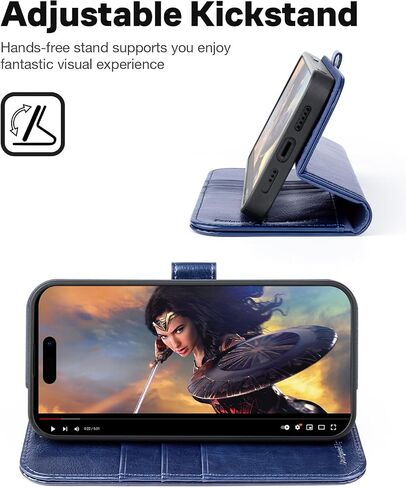 OCASE for iPhone 15 Detachable Wallet Case with Card Holder, [2 in 1] PU Leather Flip Folio Case with RFID Blocking Magnetic Stand Removable Shockproof Phone Cover for iPhone 15 6.1 Inch, Black in Kuwait