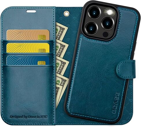 OCASE for iPhone 15 Detachable Wallet Case with Card Holder, [2 in 1] PU Leather Flip Folio Case with RFID Blocking Magnetic Stand Removable Shockproof Phone Cover for iPhone 15 6.1 Inch, Black in Kuwait