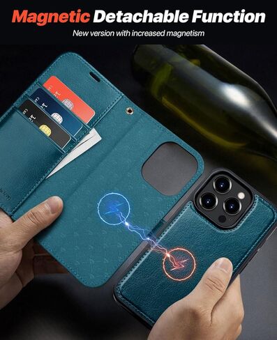 OCASE for iPhone 15 Detachable Wallet Case with Card Holder, [2 in 1] PU Leather Flip Folio Case with RFID Blocking Magnetic Stand Removable Shockproof Phone Cover for iPhone 15 6.1 Inch, Black in Kuwait