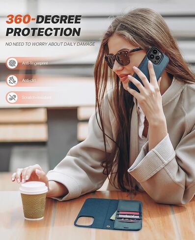 OCASE for iPhone 15 Detachable Wallet Case with Card Holder, [2 in 1] PU Leather Flip Folio Case with RFID Blocking Magnetic Stand Removable Shockproof Phone Cover for iPhone 15 6.1 Inch, Black in Kuwait