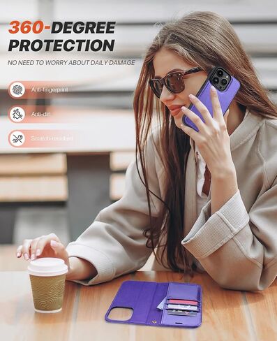OCASE for iPhone 15 Pro Case Detachable Wallet Case with Card Holder, 2 in 1 Pu Leather Flip Folio with RFID Blocking Stand Wrist Strap Shockproof Phone Cover 6.1 Inch, Brown in Saudi Arabia