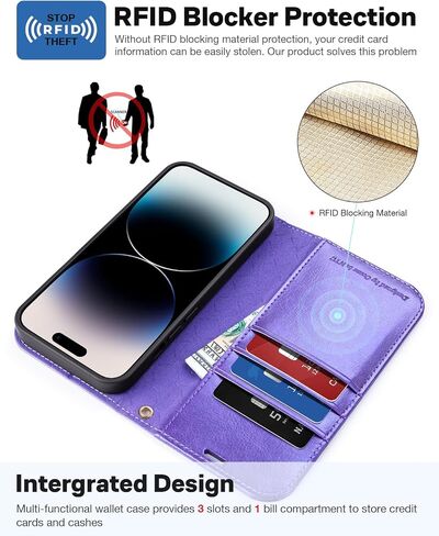 OCASE for iPhone 15 Pro Case Detachable Wallet Case with Card Holder, 2 in 1 Pu Leather Flip Folio with RFID Blocking Stand Wrist Strap Shockproof Phone Cover 6.1 Inch, Brown in Saudi Arabia