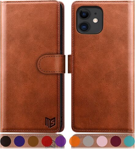 SUANPOT for iPhone 11 6.1 inch (Non 11 Pro 5.8") Leather Wallet case with RFID Blocking Credit Card Holder, Flip Book Phone case Shockproof Cover Pocket for Women Men for Apple 11 case Light Brown in Kuwait
