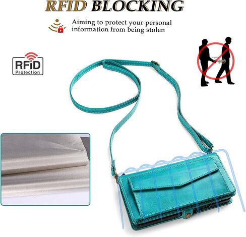حافظة محفظة لهاتف سامسونج جالاكسي Z فولد 5 للنساء، حامل بطاقات RFID، حافظة هاتف قابلة للطي من جلد البولي يوريثان مع مسند معصم بحزام كروس لهاتف جالاكسي Z فولد 5، أسود in Saudi Arabia