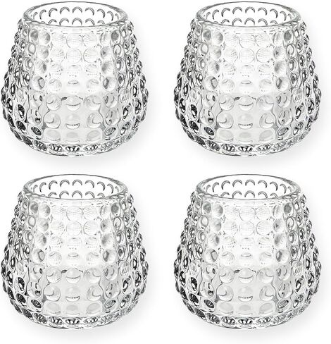 4 قطع من حاملات الشموع الزجاجية، حاملات شموع Tealight لقطع مركزية الطاولة، ديكور الزفاف وحفلة العشاء، حاملات شموع لأضواء الشاي، ديكور عيد الحب (نقطة) in Saudi Arabia