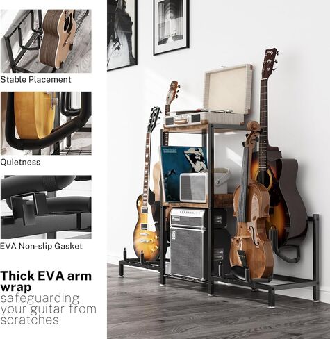 حامل جيتار، رف متعدد الوظائف من 4 طبقات للقيثارات الصوتية، موفر للمساحة in Kuwait