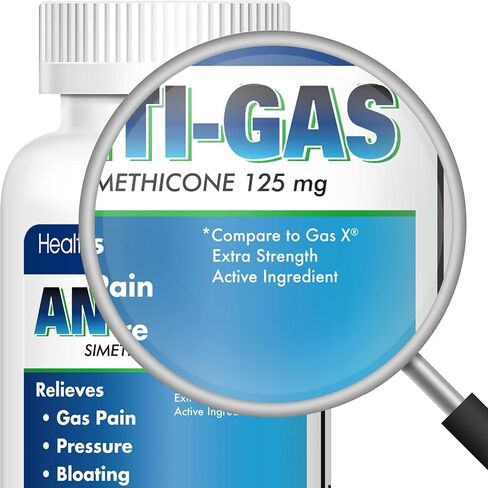 HealthA2Z® Gas Relief Simethicone | 125mg | Extra Strength | Relieves from Stomach Discomfort and Gas | Anti Flatulence | Relieves Gas Fast and Bloating (72 Counts (Pack of 1)) in Saudi Arabia