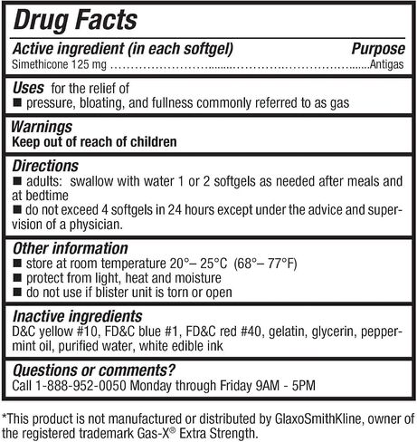 HealthA2Z® Gas Relief Simethicone | 125mg | Extra Strength | Relieves from Stomach Discomfort and Gas | Anti Flatulence | Relieves Gas Fast and Bloating (72 Counts (Pack of 1)) in Saudi Arabia