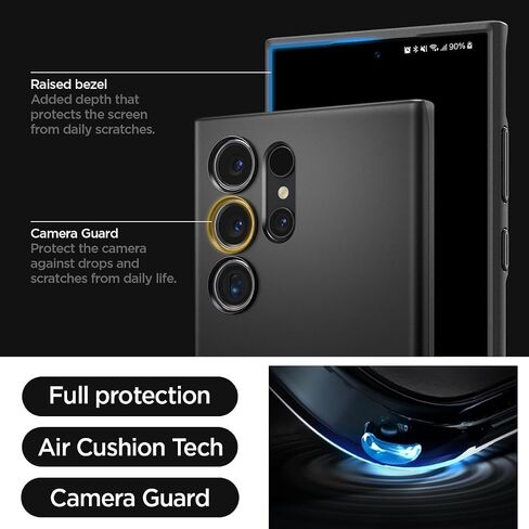 حافظة Spigen رفيعة مصممة لهاتف Galaxy S24 Ultra (2024) - أسود in Kuwait