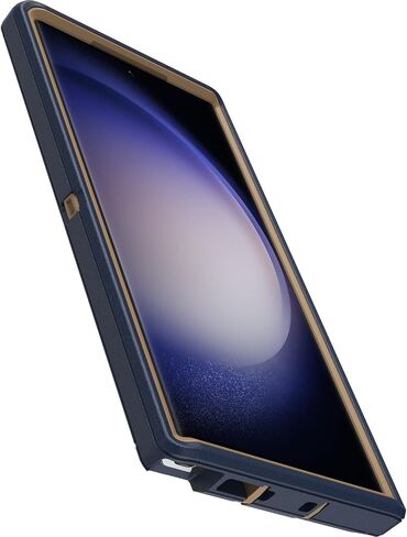 حافظة OtterBox Galaxy S23 Ultra Defender Series - سوداء، متينة ومتينة، مع حماية للمنافذ، وتتضمن مسند بمشبك الحافظة in Saudi Arabia
