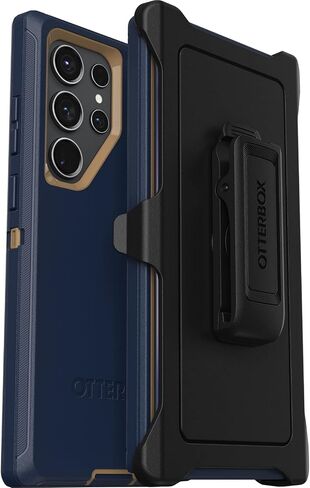 حافظة OtterBox Galaxy S23 Ultra Defender Series - سوداء، متينة ومتينة، مع حماية للمنافذ، وتتضمن مسند بمشبك الحافظة in Saudi Arabia