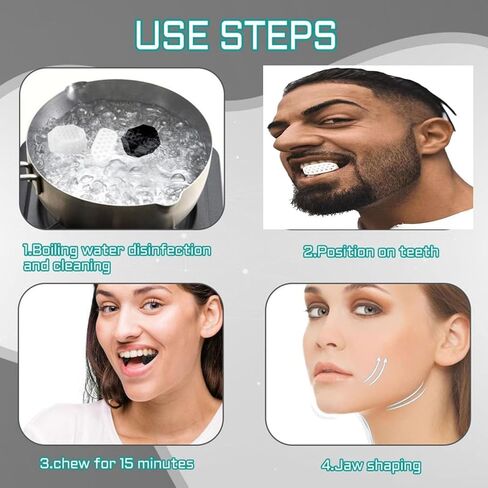 جهاز تمرين الفك للرجال والنساء - 6 قطع من السيليكون القوي لتدريب الفك وتشكيل وتقوية الوجه، وأقراص تونر الفك، وعلكة مضغ خط الفك، ومزيل تقليل الذقن المزدوج، وأدوات التجميل لمدربي الرقبة in Kuwait
