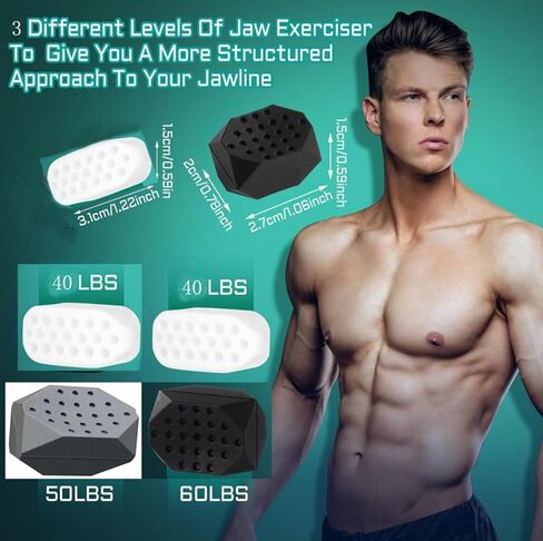 جهاز تمرين الفك للرجال والنساء - 6 قطع من السيليكون القوي لتدريب الفك وتشكيل وتقوية الوجه، وأقراص تونر الفك، وعلكة مضغ خط الفك، ومزيل تقليل الذقن المزدوج، وأدوات التجميل لمدربي الرقبة in Kuwait