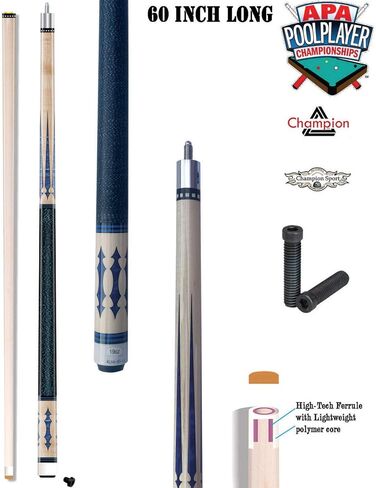 2021 Champion Lost Pieces Series Onora Pool Cue Stick بطول 60 بوصة، مستدقة منخفضة الانحراف، حافظة صلبة بيضاء أو سوداء، الطراز: LPC4، Onora Cue in Saudi Arabia