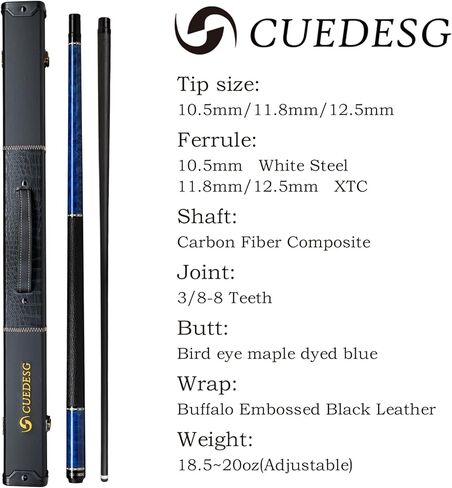 عصا تجمع من ألياف الكربون 10.5 مم/11.8 مم/12.5 مم، عصا حمام سباحة منخفضة الانحراف مع مؤخرة خشبية نادرة، عصا جديلة احترافية مع علبة صندوقية in Kuwait