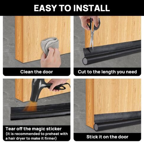 3 Pack Door Draft Stopper - 37" Adjustable Under Door Draft Stopper to Reduce Cold Air, Soundproof Door Draft Blocker for Bottom of Door Fit for Interior/Exterior Doors (White) in Saudi Arabia