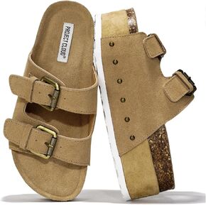 Platform Sandals Women, Genuine Leather Footbed Wedge Sandals for Women 2024, Comfortable Non-Slip Womens Sandals Platform Heels Womens Footwear (Oliy) in Kuwait