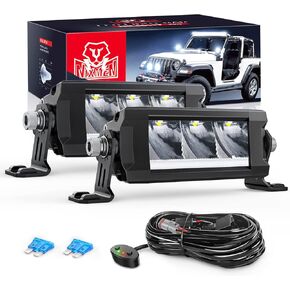 شريط إضاءة LED بصف واحد 9 بوصة من Nilight قطعتين 30 وات 3365LM مضاد للوهج بقعة DRL للطرق الوعرة شريط إضاءة القيادة النحيف IP68 مع مجموعة أسلاك 16AWG DT لشاحنة النقل SUV ATV UTV قارب 4x4 جيب، ضمان 5 سنوات
